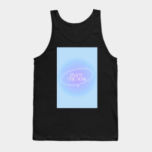 Enjoy the Now Blue Purple Aura Gradient Positive Affirmation Tank Top